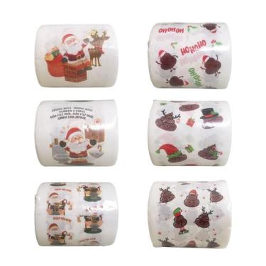 Imagem de Kit 2 Rolo Papel Higiênico Natalino Banheiro Divertido 20m - MultiA