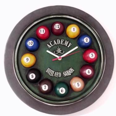 Imagem de Relógio de Parede Decoração Sinuca - Fabricado No Brasil - 12 Bolas - 