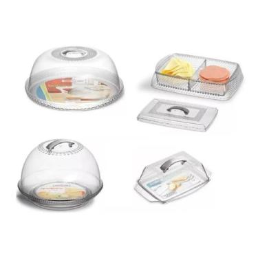 Imagem de 1 Boleira 1 Queijeira 1 Manteigueira 1 Porta Frios em acrilico - Praca