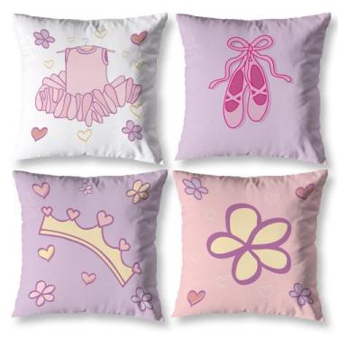 Imagem de Kit 4 Capas de Almofadas Cheias Decorativas 40cm Bailarina - Mercado B