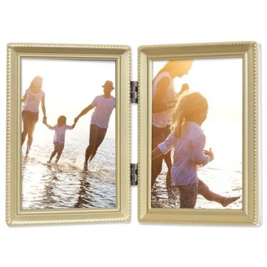 Imagem de Lawrence Frames Design de borda de contas, 3,5 x 5 duplo, ouro acetinado