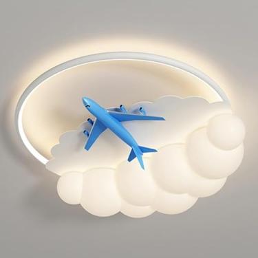 Imagem de Luzes de teto modernas criativas de desenho animado nuvens AirpSmart luz de teto com controle remoto regulável nórdico criatividade azul lâmpada de teto decoração de quarto infantil para qua