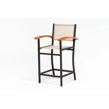 Imagem de Banqueta Frésia Alta De Aluminio E Tela Sling Para Balcão - Sarah Móve