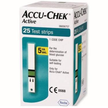 Imagem de Fitas Accu Chek Active com 25 Unidades Roche, 25, Branca, 0.50