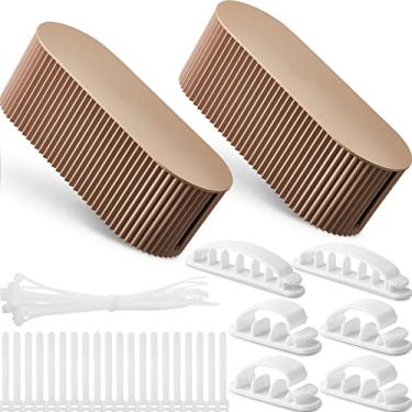 Imagem de Marsui 2 unidades de caixa de gerenciamento de cabos, organizador de cabos com 46 peças, kit de gerenciamento de cabos, caixa de fios para tiras de energia, protetores de sobretensão, mesa, TV,