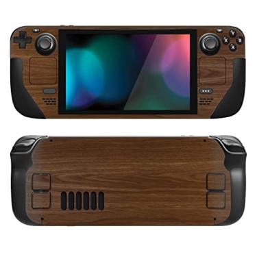 Imagem de PlayVital Conjunto completo de decalque de película protetora para LCD Steam Deck, adesivos personalizados capa de vinil para Steam Deck OLED - grão de madeira
