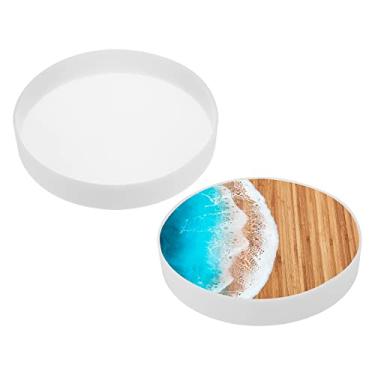 Imagem de HARFINGTON Tábua de charcutaria de 36 cm, bandeja de molde de silicone de resina, molde epóxi, tábua de corte, mesa de centro para arte faça você mesmo, decoração de casa (redonda)