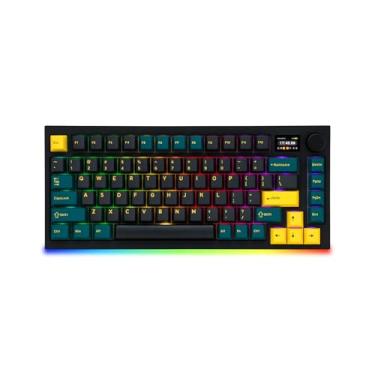 Imagem de BAROCCOMiSTEL Teclado mecânico ergonômico MD750 Delight BT RGB Devil Green TKL, tela e botão de LED, layout de 75%, 2,4 G/BT5.0/USB tipo C, compatível com Mac / Windows OS (Gateron G Brown)