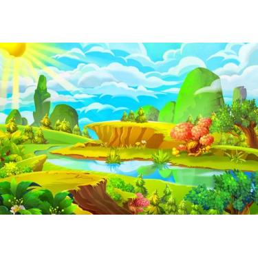 Imagem de Painel de Lona Floresta e Rio Dia de Sol - 200x150cm - Fabrika de Fest