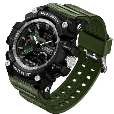 Imagem de Relógio De Pulso Masculino Esportivo De Quartzo Dual Display Digital A Prova D´agua Verde