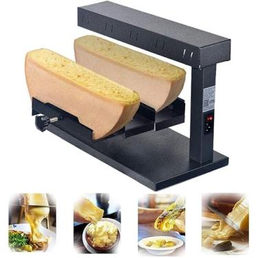 Imagem de Máquina de fusão de queijo comercial, grelha de queijo raclette elétrica com área de aquecimento dupla, grelha de raclette de aquecimento rápido Máquina de fusão de raclette tradicional aque