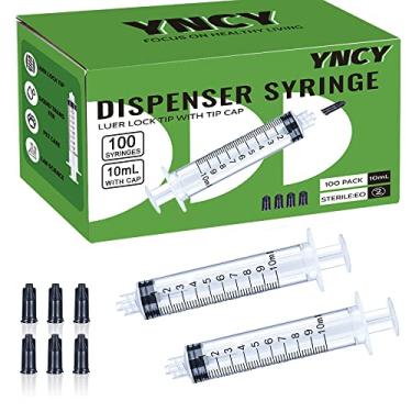 Imagem de YNCY 100 Pacote 10Ml Seringas Luer Lock com Tampa, Seringa 10Cc Sem Agulha para Líquido, Esterilizado Individual Embrulhado