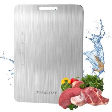 Imagem de Nuo desire Tábua de corte, tábua de corte de carne de grau alimentício dupla face para cozinha, tábua de corte de aço inoxidável 304 para cozinha (29,7 x 48 cm) (grande)