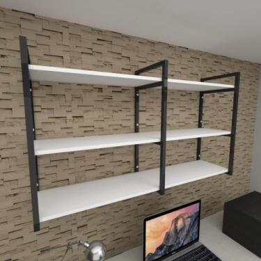 Imagem de Prateleira industrial para escritório aço cor preto prateleiras 30 cm 