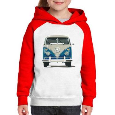 Imagem de Moletom Infantil Kombi Vintage - Foca na Moda, Branco, Vermelho, 12