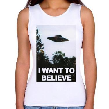 Imagem de Regata Feminina I Want To Believe - Foca na Moda, Branco, P