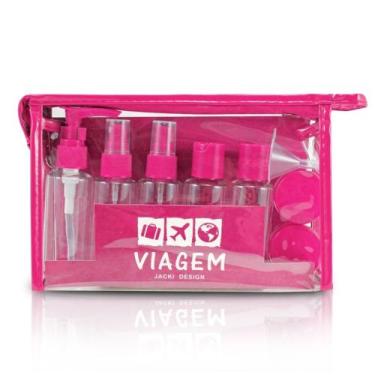Imagem de Necessaire com Frascos para Viagem 10 Peças Jacki Design Pink