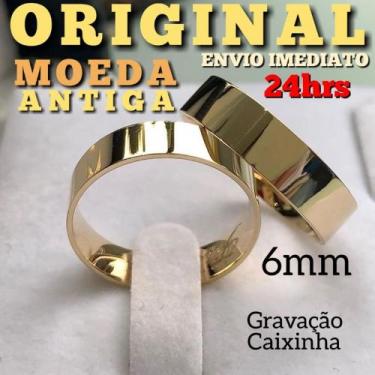 Imagem de ALIANÇA DE MOEDA ANTIGA ORIGINAL..(par)..RETA EM 6MM CASAMENTO E NOIVA