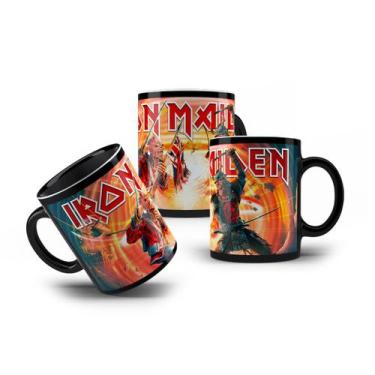 Imagem de Caneca Porcelana Preta Iron Maiden Eddie Vs Samurai Senjutsu - VilelaG