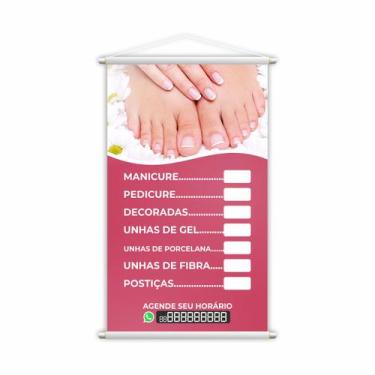 Imagem de Banner Nail Design Manicure e Pedicure Contato 60x40cm - PlimShop