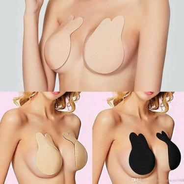 Imagem de Sutia Invisivel Orelha Coelho Adesivo Levanta Nao Cai Preto - MR Venda