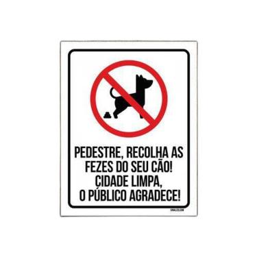 Imagem de Kit 10 Placas Pedestre Recolha Fezes Cão Calçada Limpa