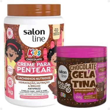Imagem de Kit Salon Line Kids: 1 Creme para Pentear e 1 Gelatina Super Brilhante Chocolate
