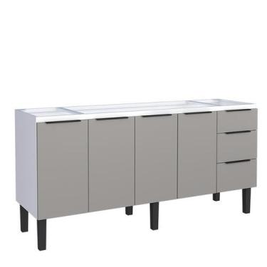 Imagem de Gabinete de Aço Para Pia 180cm 4 Portas 3 Gavetas Jupter Cozimax Cinza