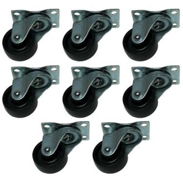 Imagem de (8pçs) Rodizio Giratorio Roda 32mm Pp Preto Placa 4 Furos - GENERIC