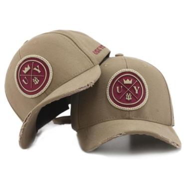 Imagem de Boné Bege com Bordado e Detalhes Rasgadadinho Casual Ajustável - Use Y