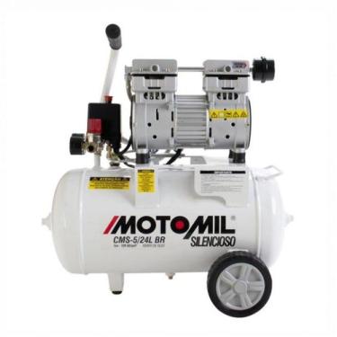 Imagem de Motocompressor Silencioso 120PSI Branco MOTOMIL, 110V