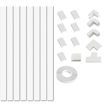 Imagem de Corretivo de cabo, kit de pista de cobertura de cabo de PVC de 320 cm para TV montada na parede, computadores, C 15,7 cm L 0,241 cm A 0,55 polegadas, incluindo 13 conectores e fita adesiva