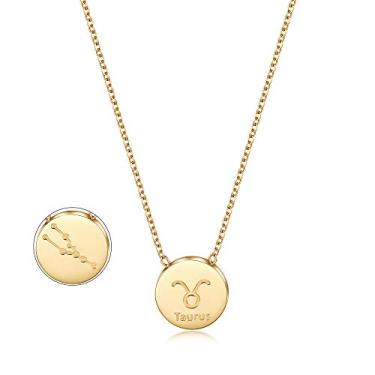 Imagem de WISTIC Colares de constelações de horóscopo dourado, brilhante, redondo, signo do zodíaco, corrente de letras para mulheres, capricórnio, áries, libra, virgem, aquário, gêmeos, câncer, peixes,