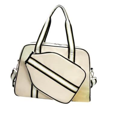 Imagem de Vaveren Saco de Pickleball Sacola de Pickleball Profissional para Mulheres Homens Bolsa Duffle Esportes ao Ar Livre Saco de Pickleball Saco de Remo de, Branco