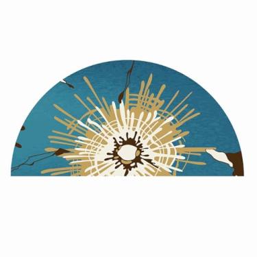 Imagem de TOUSSE Tapete redondo, tapete lavável, antiderrapante, tapetes para sala de estar, tapetes para quarto, tapete circular, tapetes vintage boho, pelo baixo, macio (flor 14,70 x 140 cm)