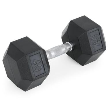 Imagem de MADOG Haltere hexagonal, haltere de ferro fundido revestido de borracha, pesos de mão com aderência antiderrapante, 13,6-22,7 kg, individual