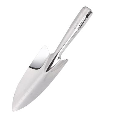 Imagem de GZTFPQ Pá de jardim com marca de medição, ferramenta de jardinagem resistente para serviço pesado/pá de mão/transplante de pá de jardim e escavação em canteiros de jardim, prata, GZTFPQG768