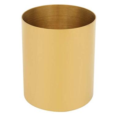 Imagem de Akozon Porta-lápis Redondo de Latão Dourado, Vaso de Metal Estilo Dinamarquês Nórdico para Flores, Copo de Armazenamento Decorativo, Organizador de Mesa Elegante
