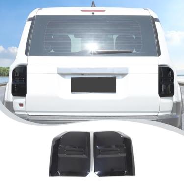 Imagem de Capa de luz traseira traseira para farol traseiro moldura de guarnição de sombra compatível com Toyota Land Cruiser Prado 2024+, moldura protetora de lanterna traseira de carro ABS moldura preta fumê