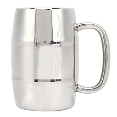 Imagem de Copo de Cerveja de Aço Inoxidável de Parede Dupla 550ML para Bebidas Quentes ou Frias, Alça Larga, Grande Capacidade para Uso Em Festas Com Interior de Aço Inoxidável 304 para