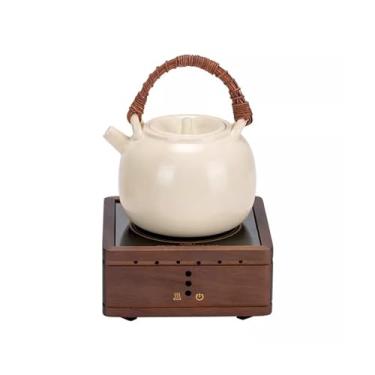 Imagem de Bules de chá de madeira de nogueira fogão elétrico de cerâmica totalmente automático para ferver chá, bule de chá para uso doméstico, chaleira de água de cerâmica para preparar chá, pote de transporte