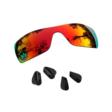 Imagem de Raydi Lentes de reposição de policarbonato e protetores de nariz para óculos de sol Oakley Ridgeline OO9419 - Espelho Vermelho Fogo - Polarizado