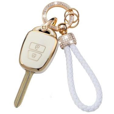 Imagem de HIBEYO Capa de chaveiro de 2 botões compatível com Toyota RAV4 2018 Cambridge 2016 Tacoma BIOS Primera Hilary Avatar capa de chave macia TPU com chaveiros-tipo O (2 botões)