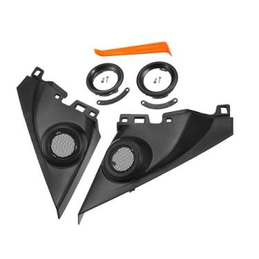 Imagem de A ABSOPRO Painel de alto-falante interior da porta do carro com acabamento de capa de pilar Tweeter para Honda Civic 2016-2019 com chave de fenda e parafusos ABS preto - Pacote com 2 itens de