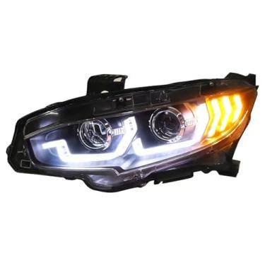 Imagem de Estilo de carro compatível com faróis Civic 2016-2019 compatível com Civic X LED farol LED DRL Hid Head Lamp Angel Eye Bi Xenon acessórios(Headlight LED)