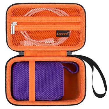 Imagem de Canboc Estojo de transporte compatível com alto-falante Bluetooth portátil JBL Go 4, bolso de malha com zíper para cabo USB, preto + laranja (apenas capa)