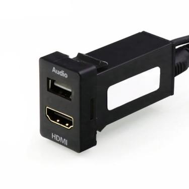 Imagem de Cabo de montagem de soquete HDMI + entrada de áudio USB para Toyota, 1.3*0.87inch