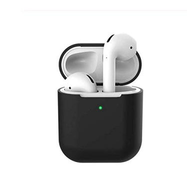 Imagem de Capa de fone de ouvido para AirPods 2, capa de silicone, sem fio, Bluetooth, fone de ouvido, airpods de proteção para AirPod (preta)