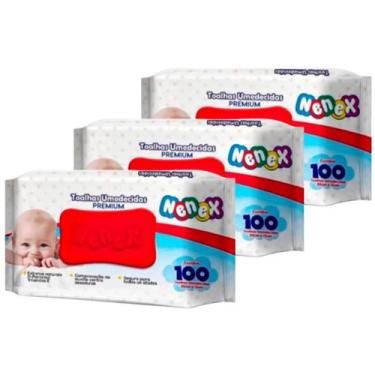 Imagem de Kit 3 Toalhas Umedecidas Nenex Premium Vegano - Total 300 Unidades
