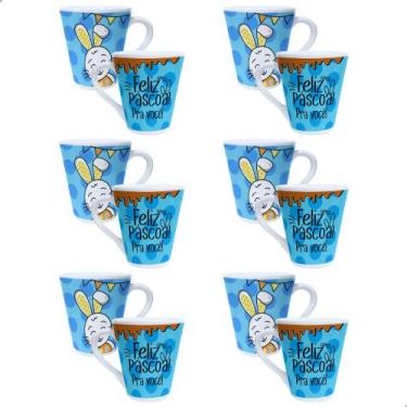 Imagem de Jogo Xícara café chá 6 uni - Decoração lembrancinha Pascoa Coelhinho C